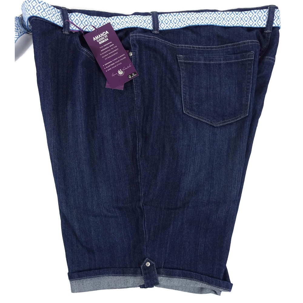 Gloria Vanderbilt Amanda Jeans Shorts Women 24W Bermuda Stretch Belted Pockets